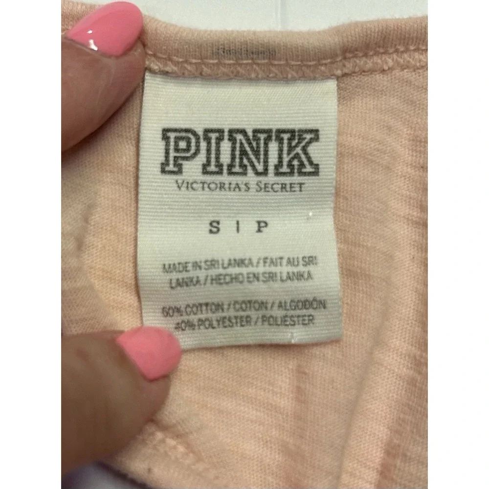 PINK Victoria's Secret Pink Twistered Racerback Tank Top Gold Dog Logo Size S - Picture 6 of 8